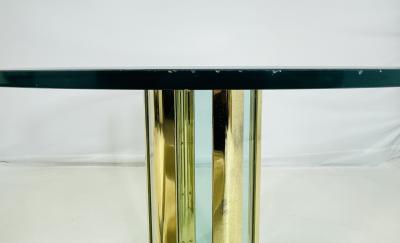 Leon Rosen Brass Glass Dining Center Table by Leon Rosen for Pace Collection