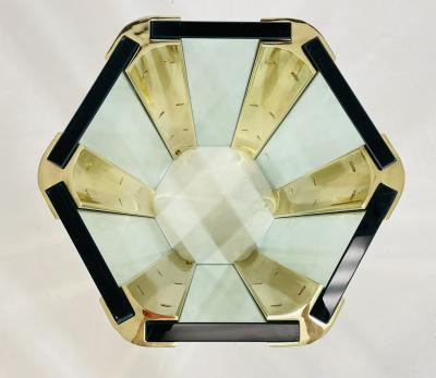 Leon Rosen Brass Glass Dining Center Table by Leon Rosen for Pace Collection