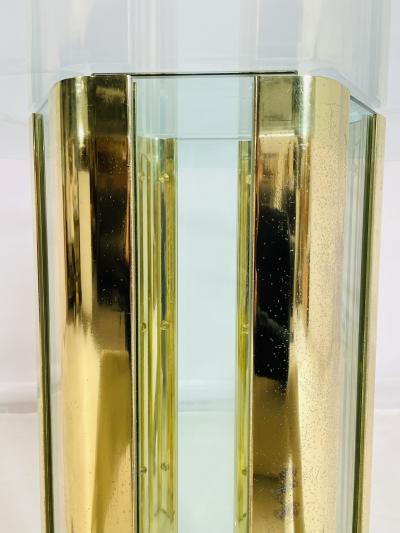 Leon Rosen Brass Glass Dining Center Table by Leon Rosen for Pace Collection