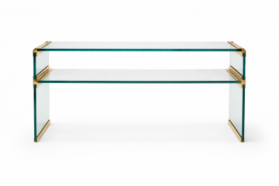 Leon Rosen Glass and brass Waterfall console by Leon Rosen for the Pace Collection