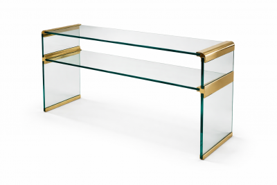 Leon Rosen Glass and brass Waterfall console by Leon Rosen for the Pace Collection
