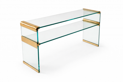 Leon Rosen Glass and brass Waterfall console by Leon Rosen for the Pace Collection