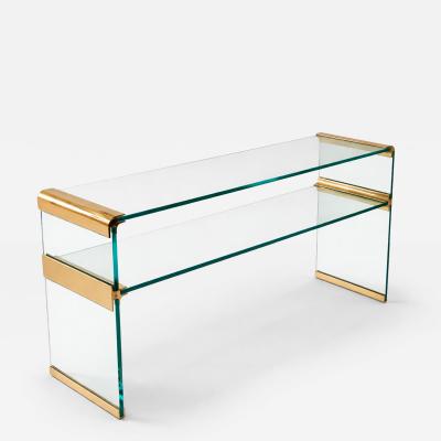 Leon Rosen Glass and brass Waterfall console by Leon Rosen for the Pace Collection