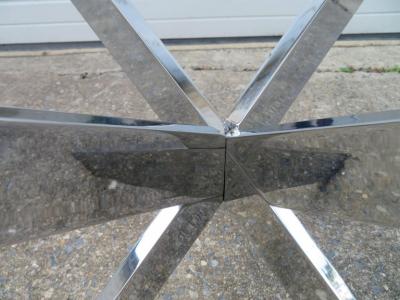Leon Rosen Gorgeous Leon Rosen for Pace Collection Double X Base Chrome Coffee Table