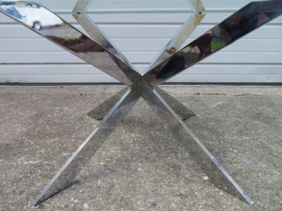 Leon Rosen Gorgeous Leon Rosen for Pace Collection Double X Base Chrome Coffee Table