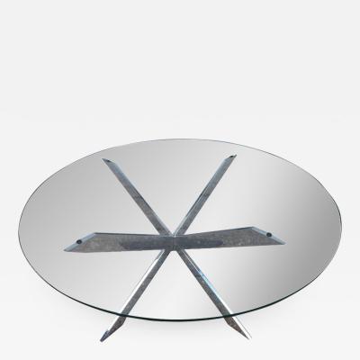 Leon Rosen Gorgeous Leon Rosen for Pace Collection Double X Base Chrome Coffee Table