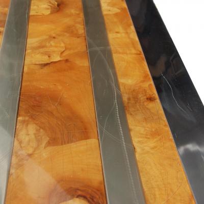 Leon Rosen Leon Rosen for Pace Collection Burled Wood and Chrome Credenza