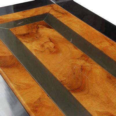 Leon Rosen Leon Rosen for Pace Collection Burled Wood and Chrome Credenza