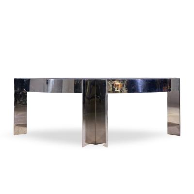 Leon Rosen Leon Rosen for Pace Collection Mezzaluna Mid Century Chrome and Stone Desk