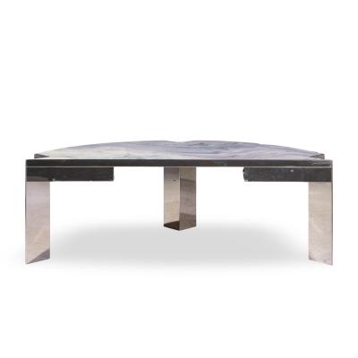 Leon Rosen Leon Rosen for Pace Collection Mezzaluna Mid Century Chrome and Stone Desk