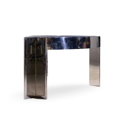 Leon Rosen Leon Rosen for Pace Collection Mezzaluna Mid Century Chrome and Stone Desk