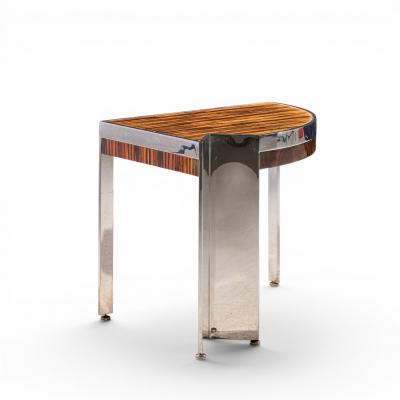 Leon Rosen Leon Rosen for Pace Mezzaluna Mid Century Steel and Rosewood Side End Table