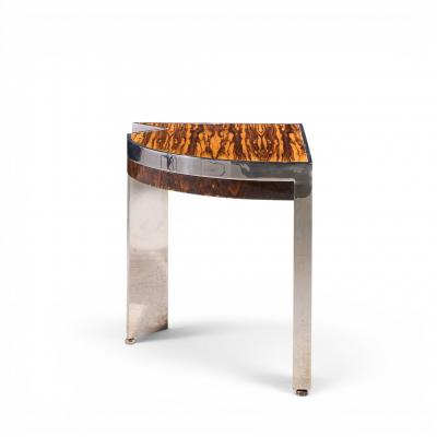 Leon Rosen Leon Rosen for Pace Mezzaluna Mid Century Steel and Rosewood Side End Table