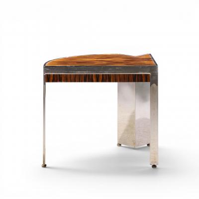 Leon Rosen Leon Rosen for Pace Mezzaluna Mid Century Steel and Rosewood Side End Table