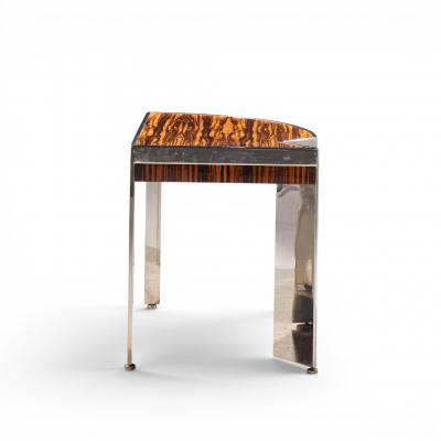 Leon Rosen Leon Rosen for Pace Mezzaluna Mid Century Steel and Rosewood Side End Table