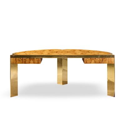 Leon Rosen Leon Rosen for Pace Mid Century Burlwood and Brass Executive Desk