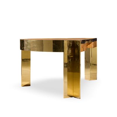 Leon Rosen Leon Rosen for Pace Mid Century Burlwood and Brass Executive Desk