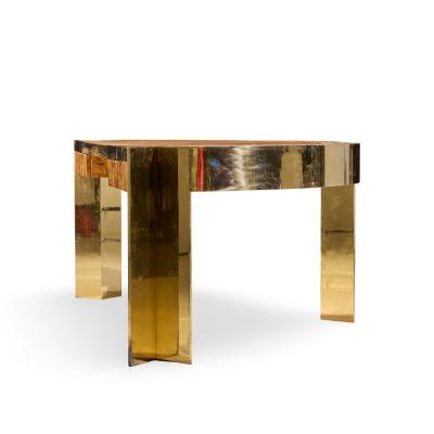 Leon Rosen Leon Rosen for Pace Mid Century Burlwood and Brass Executive Desk