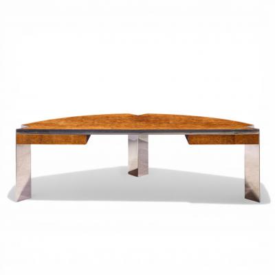 Leon Rosen Leon Rosen for Pace Mid Century Burlwood and Chrome Executive Desk