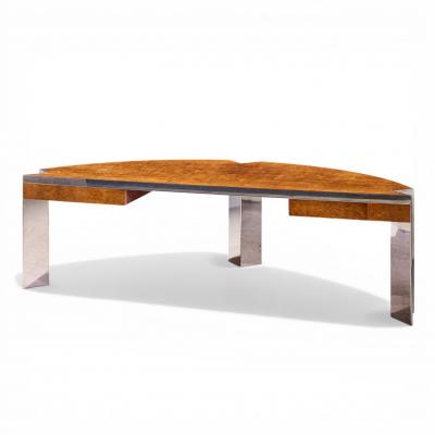 Leon Rosen Leon Rosen for Pace Mid Century Burlwood and Chrome Executive Desk