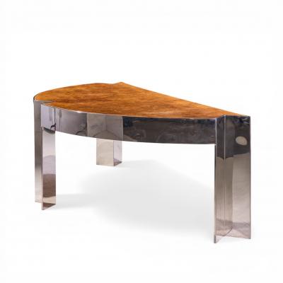 Leon Rosen Leon Rosen for Pace Mid Century Burlwood and Chrome Executive Desk