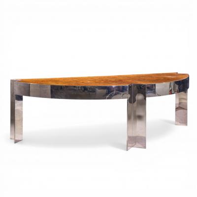 Leon Rosen Leon Rosen for Pace Mid Century Burlwood and Chrome Executive Desk