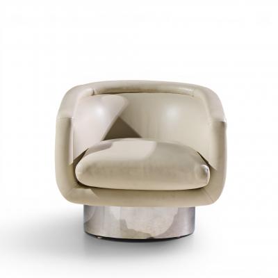 Leon Rosen Leon Rosen for Pace Mid Century Chrome Swivel Lounge Chair