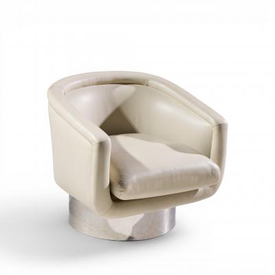 Leon Rosen Leon Rosen for Pace Mid Century Chrome Swivel Lounge Chair