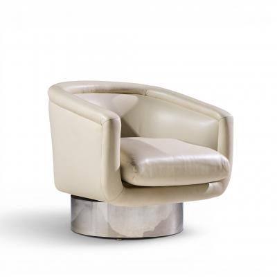Leon Rosen Leon Rosen for Pace Mid Century Chrome Swivel Lounge Chair