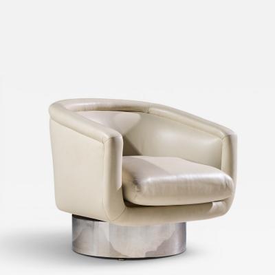 Leon Rosen Leon Rosen for Pace Mid Century Chrome Swivel Lounge Chair