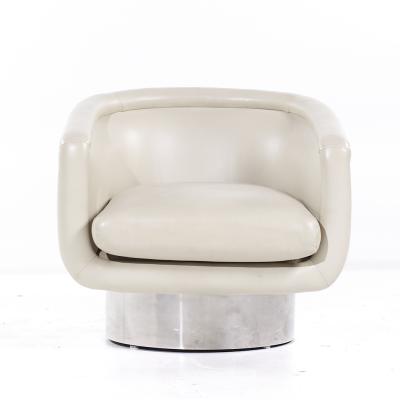 Leon Rosen Leon Rosen for Pace Mid Century Chrome Swivel Lounge Chairs Pair