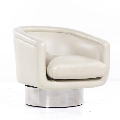 Leon Rosen Leon Rosen for Pace Mid Century Chrome Swivel Lounge Chairs Pair
