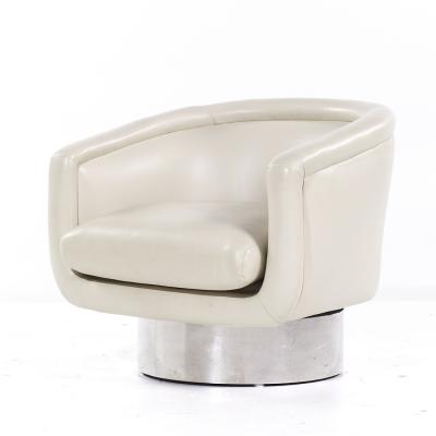 Leon Rosen Leon Rosen for Pace Mid Century Chrome Swivel Lounge Chairs Pair