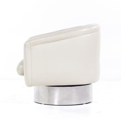 Leon Rosen Leon Rosen for Pace Mid Century Chrome Swivel Lounge Chairs Pair