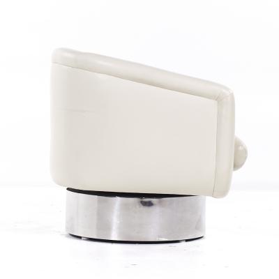 Leon Rosen Leon Rosen for Pace Mid Century Chrome Swivel Lounge Chairs Pair