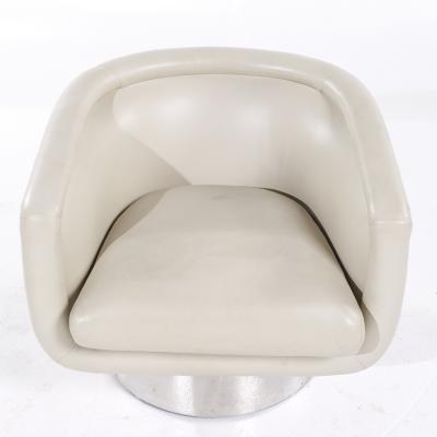 Leon Rosen Leon Rosen for Pace Mid Century Chrome Swivel Lounge Chairs Pair