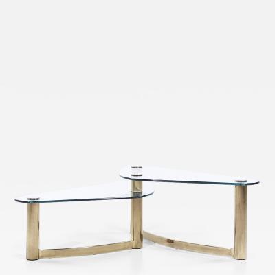 Leon Rosen Leon Rosen for Pace Style Mid Century Brass and Glass Two Tier Coffee Table