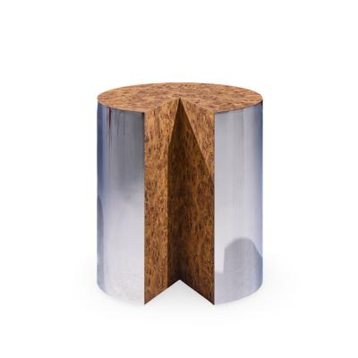 Leon Rosen Leon Rosen for Pace Style Mid Century Pac Man Chrome Drum Tables Pair