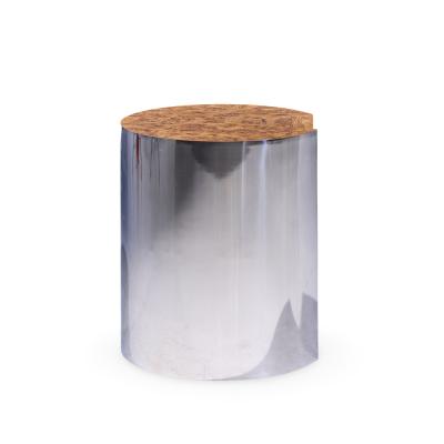 Leon Rosen Leon Rosen for Pace Style Mid Century Pac Man Chrome Drum Tables Pair