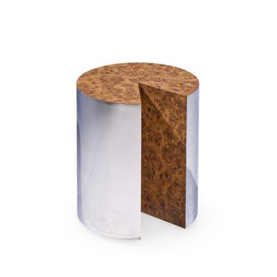 Leon Rosen Leon Rosen for Pace Style Mid Century Pac Man Chrome Drum Tables Pair