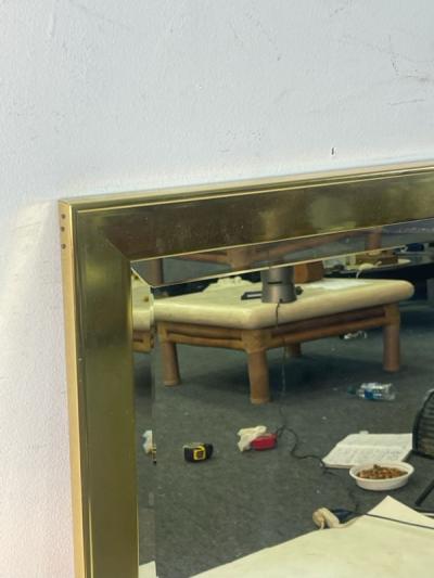 Leon Rosen MODERNIST RECTANGULAR BRASS FRAMED BEVELED MIRROR