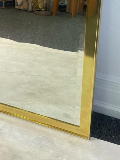 Leon Rosen MODERNIST RECTANGULAR BRASS FRAMED BEVELED MIRROR