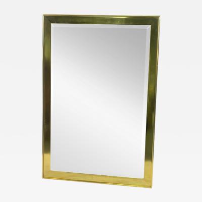 Leon Rosen MODERNIST RECTANGULAR BRASS FRAMED BEVELED MIRROR