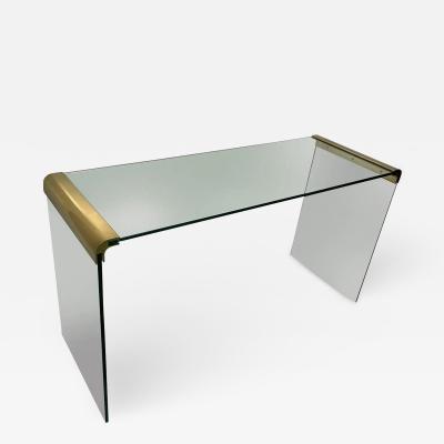 Leon Rosen Mid Century Modern Brass and Glass Console or Sofa Table by Leon Rosen for Pace