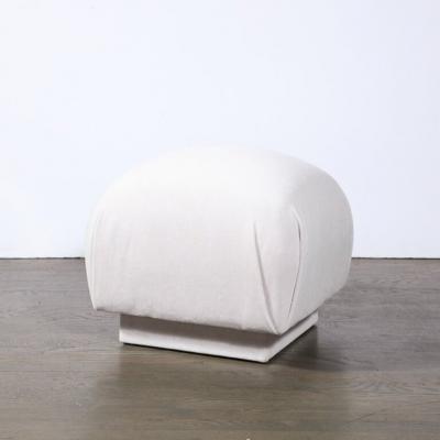 Leon Rosen Mid Century Modern Ottoman in Powder Grey Mohair by Leon Rosen for Pace