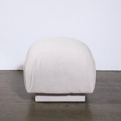 Leon Rosen Mid Century Modern Ottoman in Powder Grey Mohair by Leon Rosen for Pace