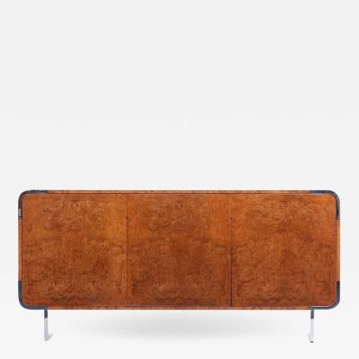 Leon Rosen Pace Burl Wood and Chrome Credenza by Leon Rosen circa 1974