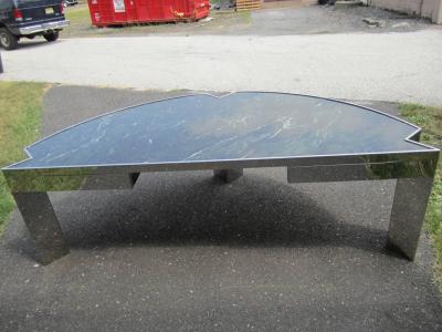 Leon Rosen Sculptural 1970s Leon Rosen for Pace Collection Steel and Marble Desk