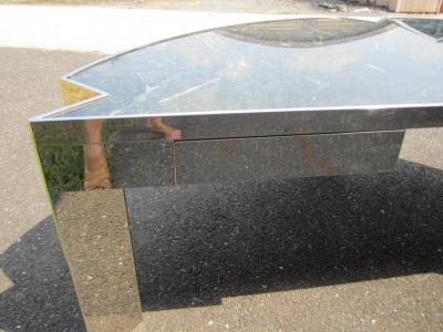 Leon Rosen Sculptural 1970s Leon Rosen for Pace Collection Steel and Marble Desk