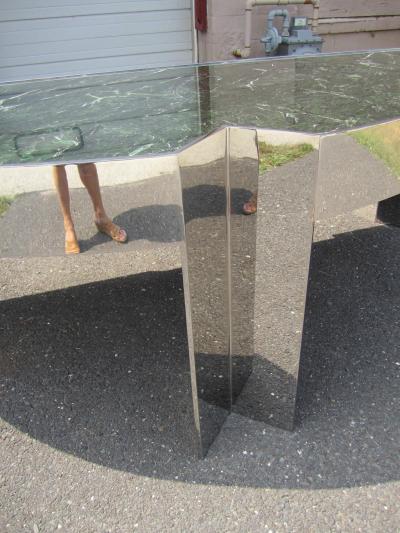 Leon Rosen Sculptural 1970s Leon Rosen for Pace Collection Steel and Marble Desk